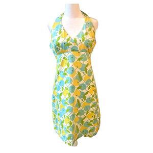 Lilly Pulitzer Summer Dress empire waist yellow oranges novelty print women’s 8